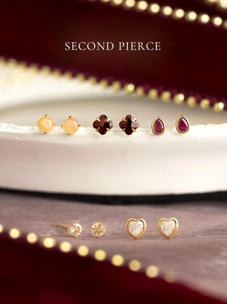 TAKE-UP ピンクゴールド　ガーネット　花　ピアス　取説付き K10ピンクゴールドアルマンダインガーネットピアス(RPE017